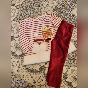 18 M baby girl Holiday Santa Christmas matching set